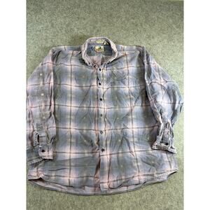 Vintage 90s Forest Trail Button Up Shirt Mens XL Purple Plaid Cotton Classic